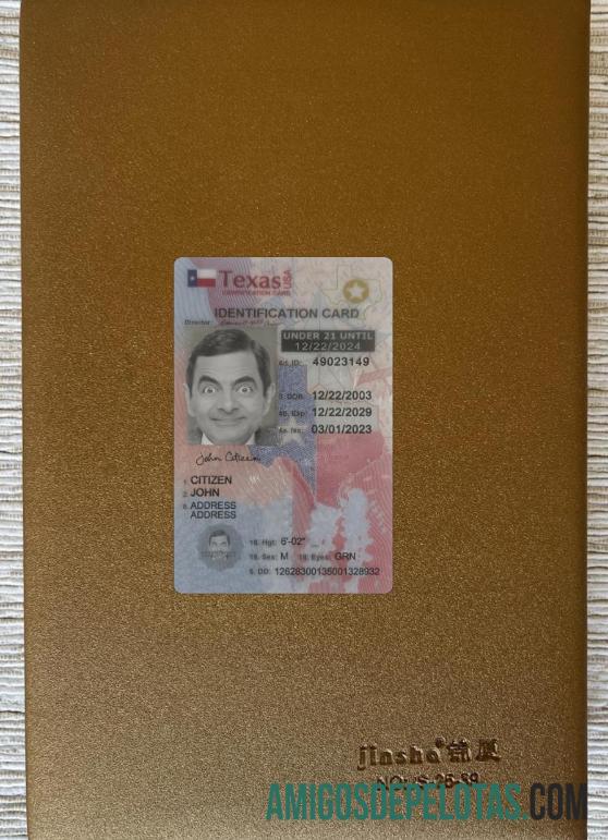 USA Texas Under 21 ID Card olhar de foto frente exemplo